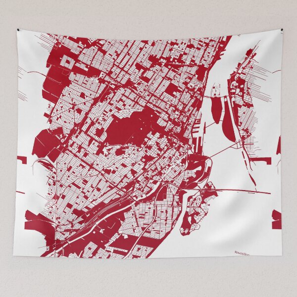 Item preview, Montreal Map Art red wine color Canada designed and sold by EpicMaps.