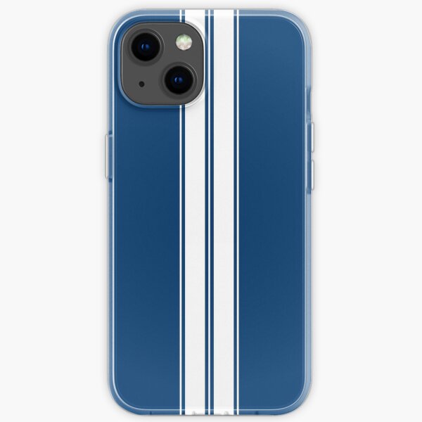 Dark Blue With White Racing Stripes Phone Case iPhone Soft Case