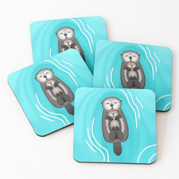 Item preview, Mother and Pup Sea Otters - Mom Holding Baby Otter designed and sold by Pretty In Ink.