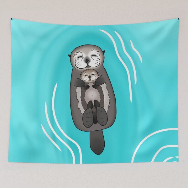 Item preview, Mother and Pup Sea Otters - Mom Holding Baby Otter designed and sold by Pretty In Ink.