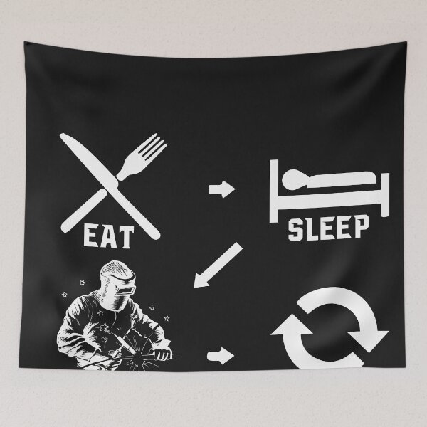 Item preview, eat sleep weld repeat designed and sold by Tee Hub.