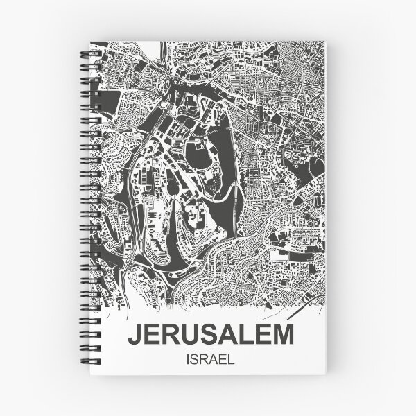Item preview, Jerusalem Jews Judaism Moses synagogue Map Art Black white Jerusalem Israel designed and sold by EpicMaps.