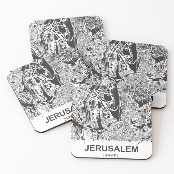 Item preview, Jerusalem Jews Judaism Moses synagogue Map Art Black white Jerusalem Israel designed and sold by EpicMaps.
