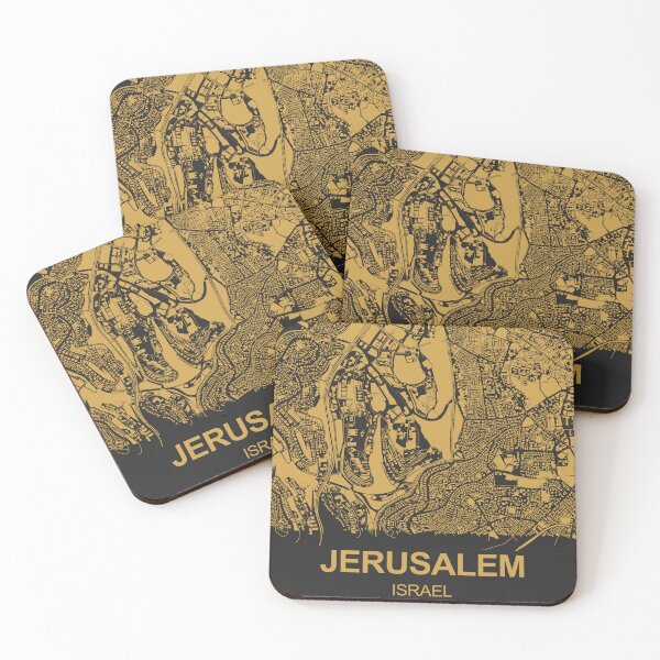 Item preview, Jerusalem Jews Judaism Moses synagogue Map Art Black Gold Jerusalem Israel designed and sold by EpicMaps.