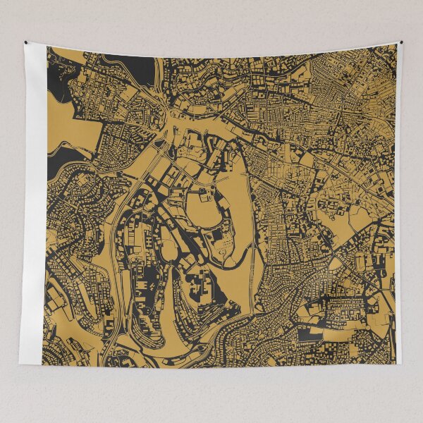Item preview, Jerusalem Jews Judaism Moses synagogue Map Art Black Gold Jerusalem Israel designed and sold by EpicMaps.