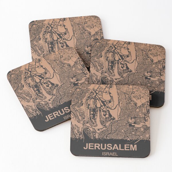 Item preview, Stunning Jerusalem Map Art Chocolate color,Jews Judaism Moses synagogue Jerusalem Israel designed and sold by EpicMaps.