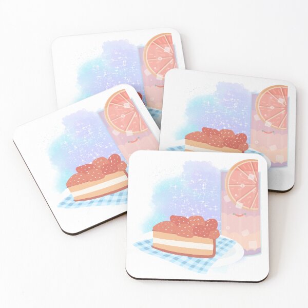 Item preview, Korean Cafe Dessert Strawberry Cheesecake slice, Pink Lemon Juice designed and sold by Keffy.