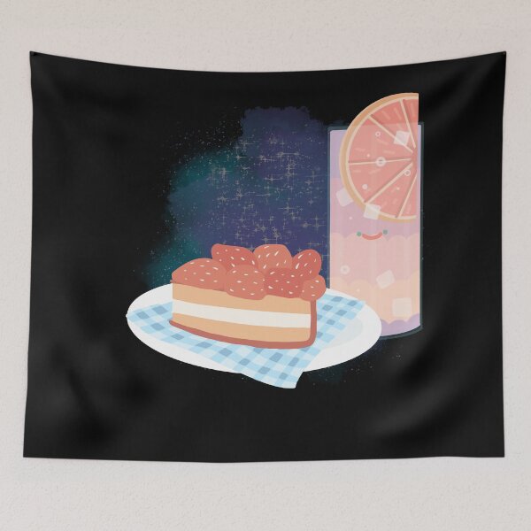Item preview, Korean Cafe Dessert Strawberry Cheesecake slice, Pink Lemon Juice designed and sold by Keffy.