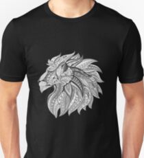 Tribal Lion Head Black and White Slim Fit T-Shirt