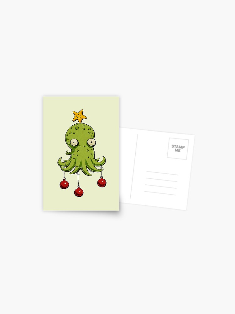 Thumbnail 1 of 2, Postcard, Christmas cephalopod designed and sold by Richard Morden.
