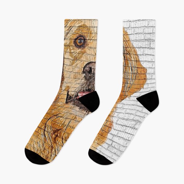Item preview, Very Smart Golden Retriever - Brick Block Background - Custom Pet Portrait Art Studio designed and sold by Custom Pet Portrait Art Studio.