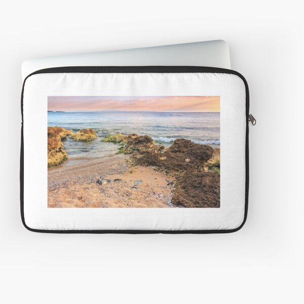 sea waves running on sandy beach Laptop Sleeve