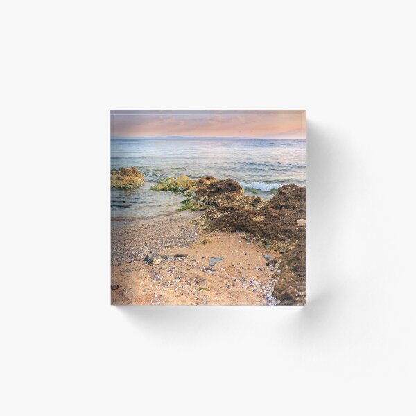 sea waves running on sandy beach Acrylic Block
