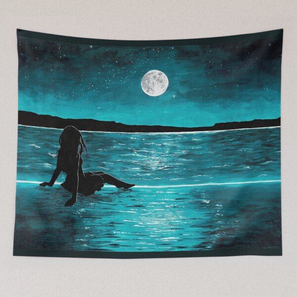 Item preview, Teal Ocean Silhouette Girl Relaxing designed and sold by SSR-art.