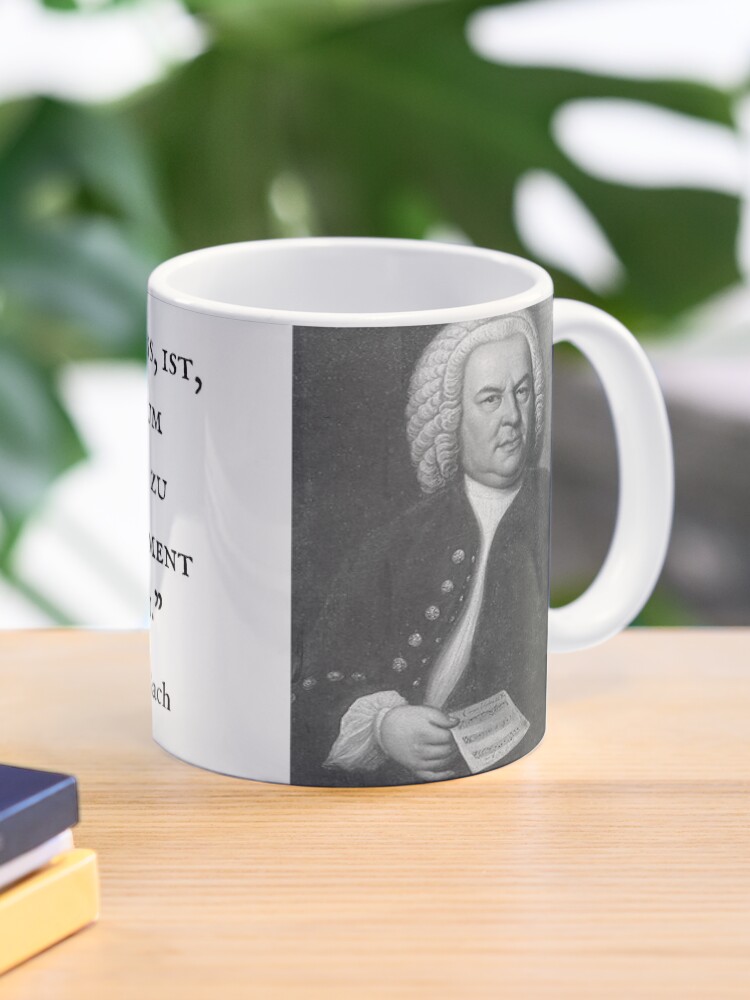 Thumbnail 1 of 6, Coffee Mug, Johann Sebastian Bach: All you have to do is press the right button at the right time and the instrument will play by itself. designed and sold by dechantsbirn.