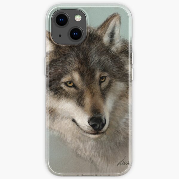 wolf digital portrait iPhone Soft Case