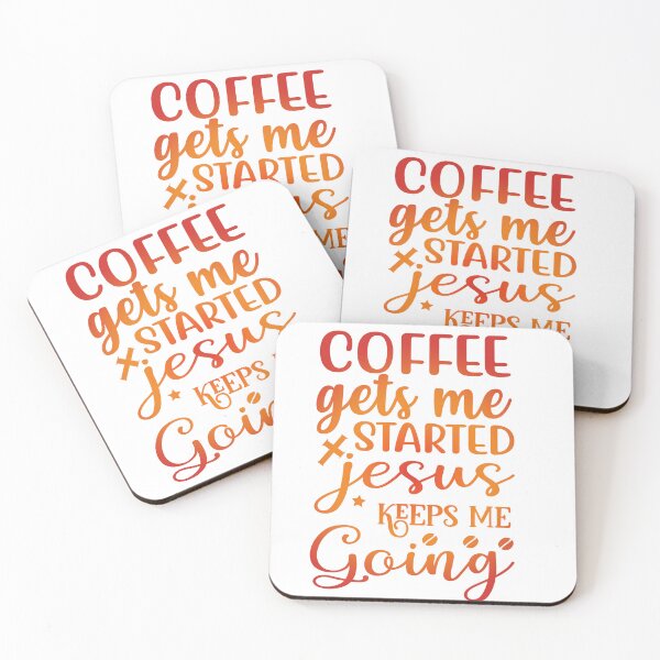 Item preview, Coffee Gets Me Started Jesus Keeps me Going Love Valentine Summer Gift Art Design Happy Life Apparel Essential Motivation Inspiration Joy Mood  designed and sold by DesignByHeartUK.