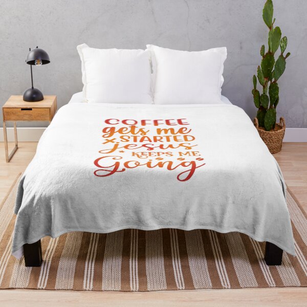 Item preview, Coffee Gets Me Started Jesus Keeps me Going Love Valentine Summer Gift Art Design Happy Life Apparel Essential Motivation Inspiration Joy Mood designed and sold by DesignByHeartUK.