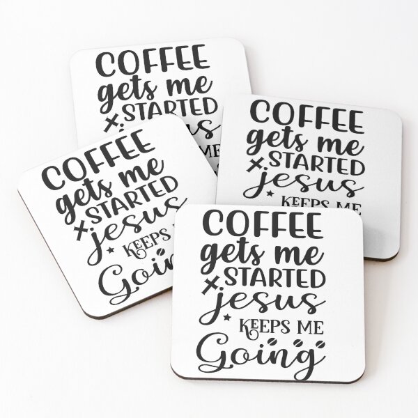 Item preview, Coffee Gets Me Started Jesus Keeps me Going Love Valentine Summer Gift Art Design Happy Life Apparel Essential Motivation Inspiration Joy Mood  designed and sold by DesignByHeartUK.