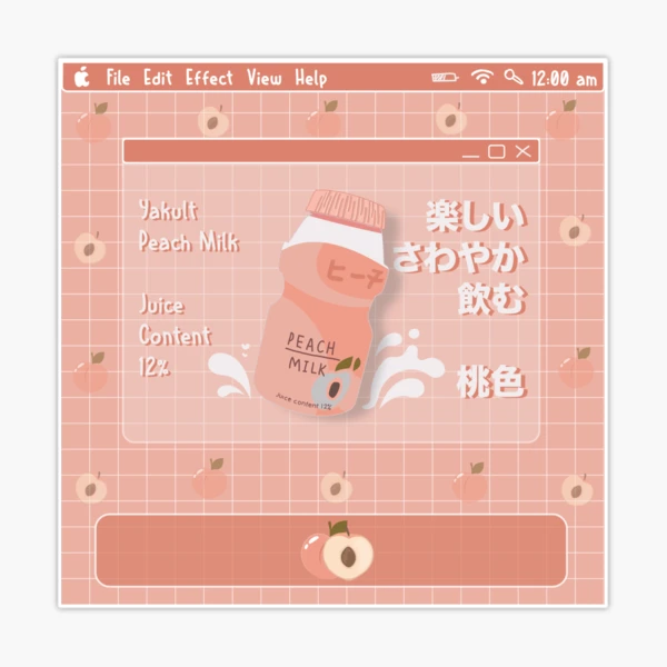 Kawaii peach milk 90s japanese aesthetic' Sticker