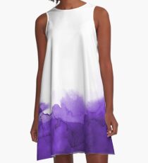 STORM PURPLE WATERCOLOUR A-Line Dress