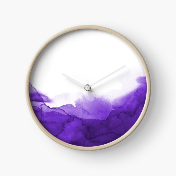 STORM PURPLE WATERCOLOUR Clock