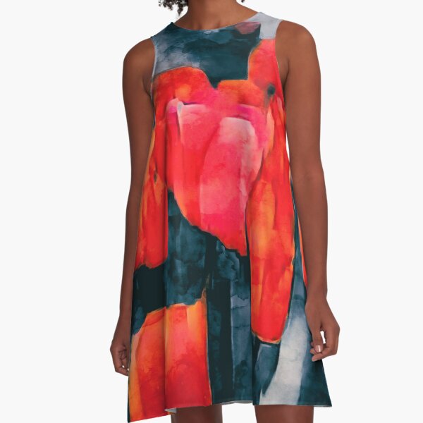 Tulip Field at Night A-Line Dress