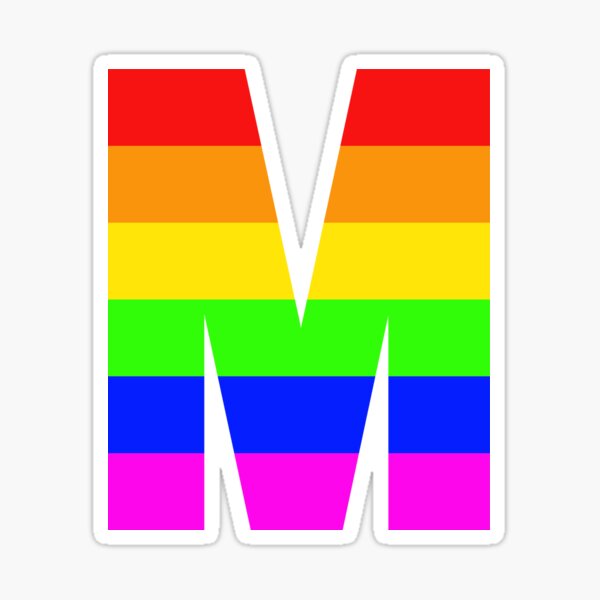 "Pride Rainbow Letter M Sticker; Letter M Sticker" Sticker for Sale by
