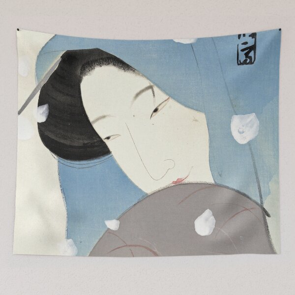 Item preview, Kitano Tsunetomi Vintage Japanese Art. The heroine Umekawa in the snow.  designed and sold by el-padre.