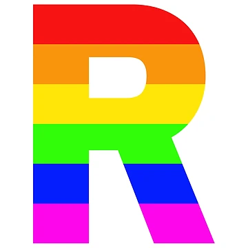 Artwork thumbnail, Pride Rainbow Letter R Sticker; Letter R Sticker by WoollyOrbit2000