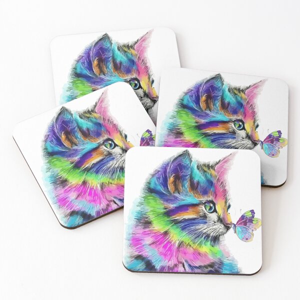 Item preview, Drawing rainbow cat with a Butterfly for cat owners and lovers designed and sold by 1mdmx.