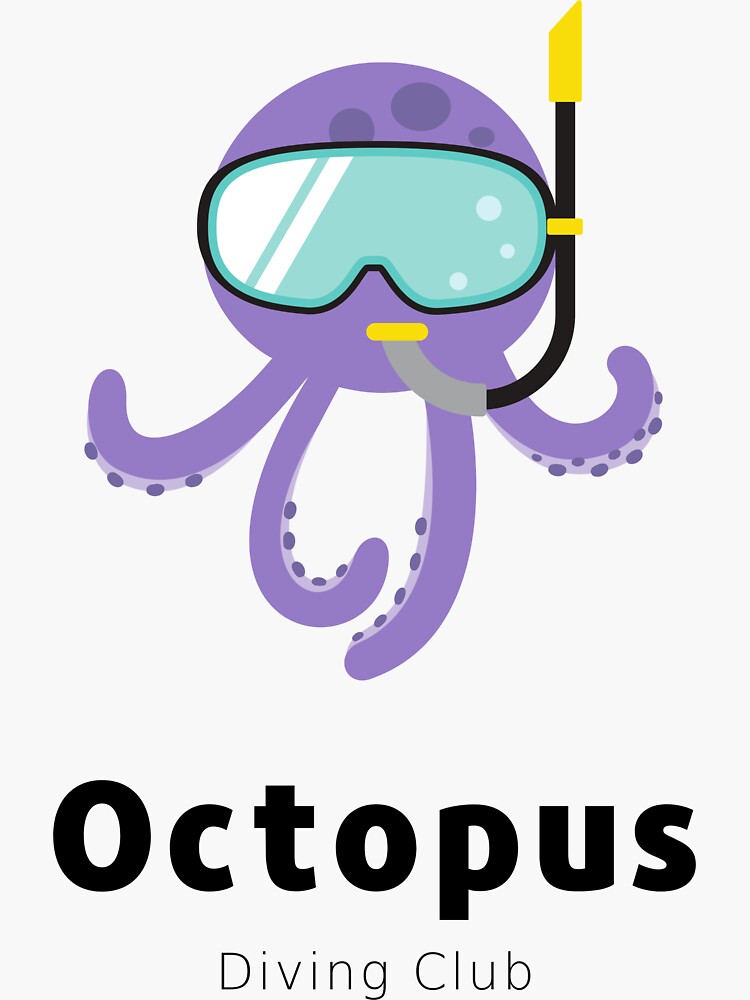 "Octopus diving club" Sticker for Sale by ArtEcho Redbubble