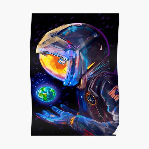 Copy of Cute Astronaut design with flowers In Space Poster