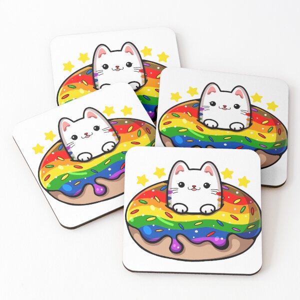 Item preview, Kawaii Cute Pride LGBTQ Rainbow Cat Doughnut  designed and sold by mzzazn.