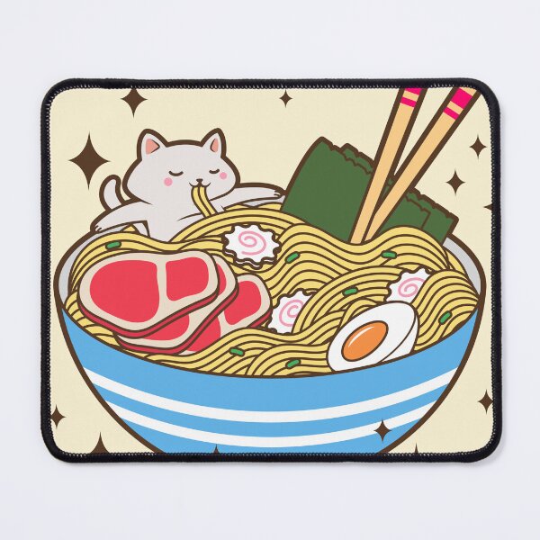Item preview, Cute Cat Eating Ramen Kawaii Adorable Animals designed and sold by Imakeyouhappy.