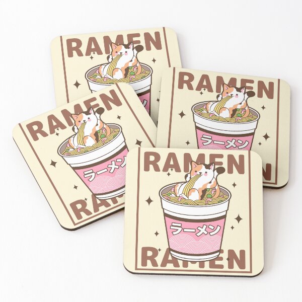 Item preview, Cute Cat Eating Ramen Kawaii Adorable Animals designed and sold by Imakeyouhappy.