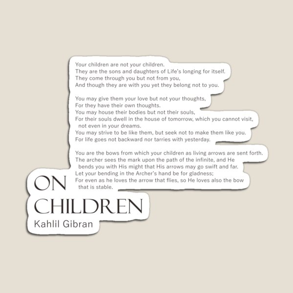 Vista previa del artículo con la obra «Poema de Kahlil Gibran. Sobre los niños. Cita.», diseñado y vendido por theiseng.