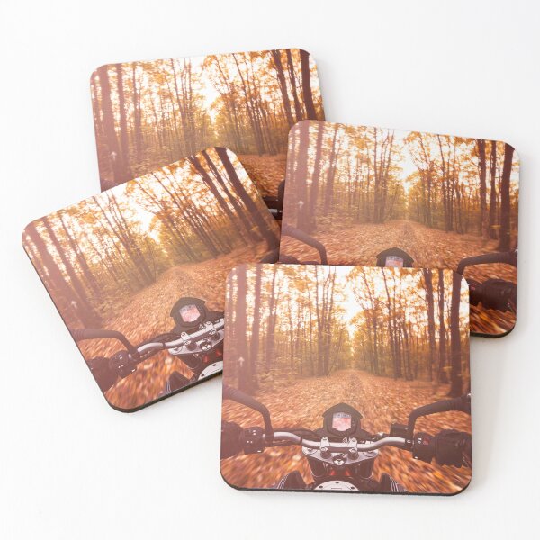 Item preview, Driving Ktm Duke motorcycle in the forest during fall  designed and sold by Chris-Thodd.
