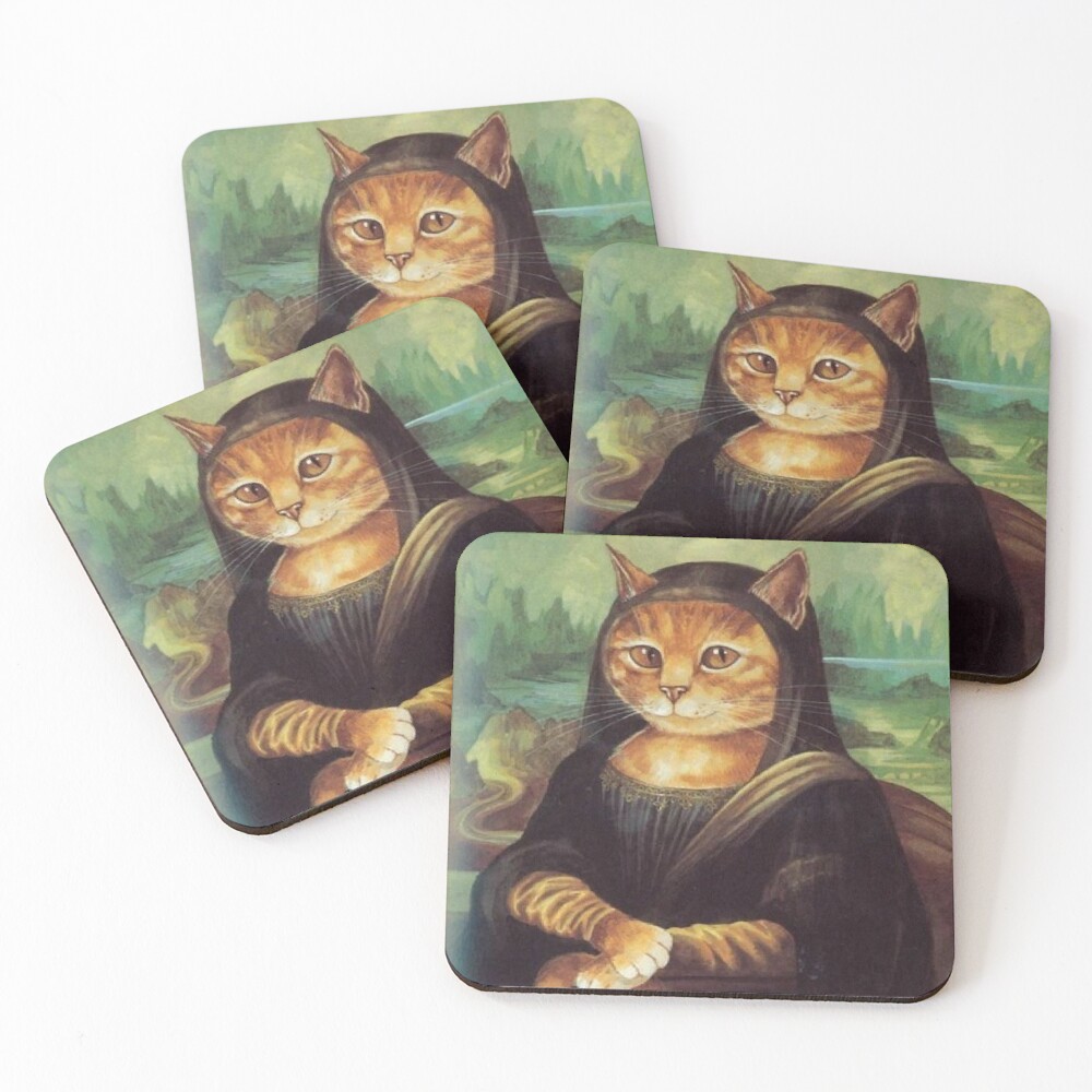 Mona Lisa Cat Coasters (Set of 4)