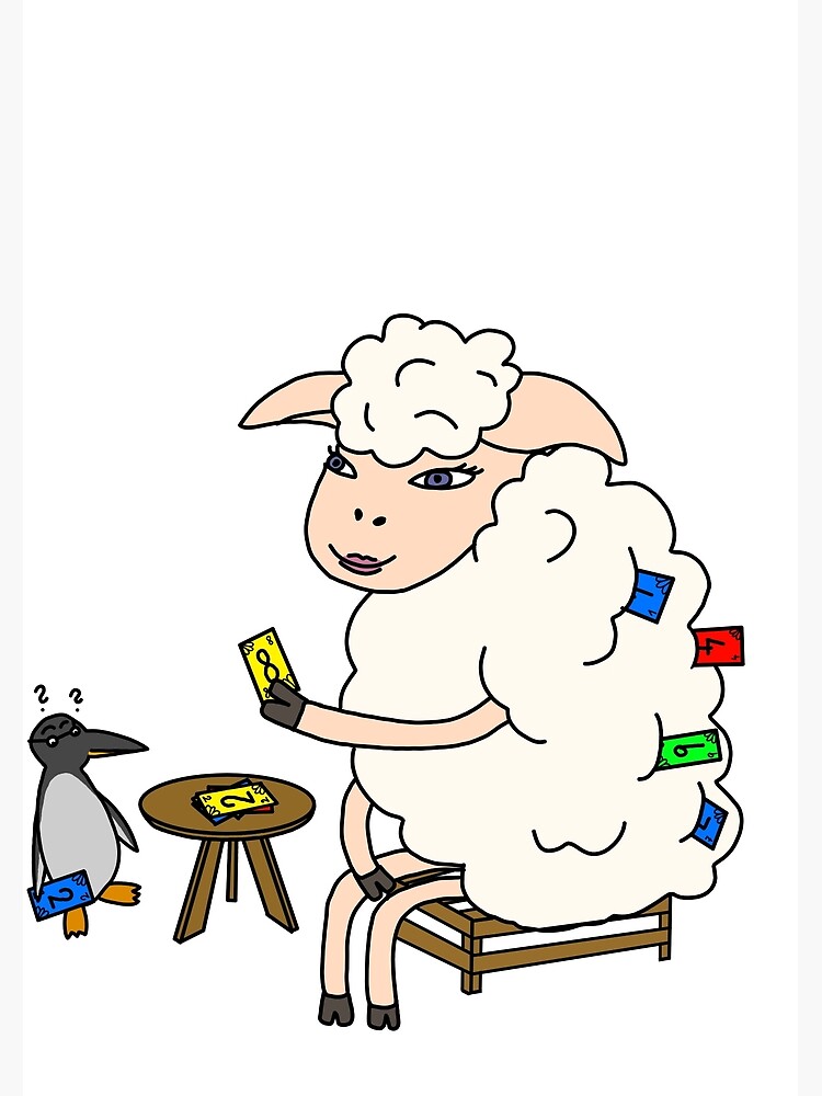 "sheep playing cards with a penguin" Poster for Sale by tomisa | Redbubble