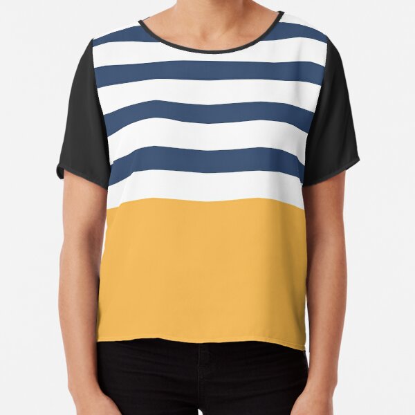 Blue and white stripes with yellow Chiffon Top