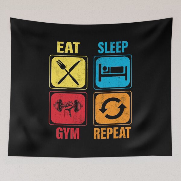 Item preview, Eat Sleep Gym Repeat - Distressed Vintage Funny Fitness designed and sold by Optix.