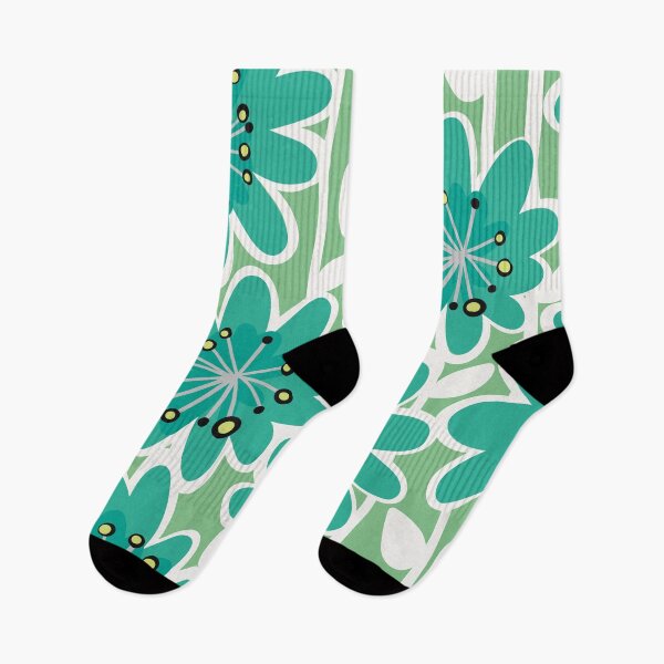Item preview, Fun Flower Power Retro Style Flowers pattern in a querky style, yellow , pink , turquoise , white and green designed and sold by marina63.