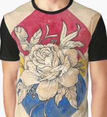 Camiseta gráfica Rose Neo Traditional Tattoo Design Acuarela - Inked Line Art