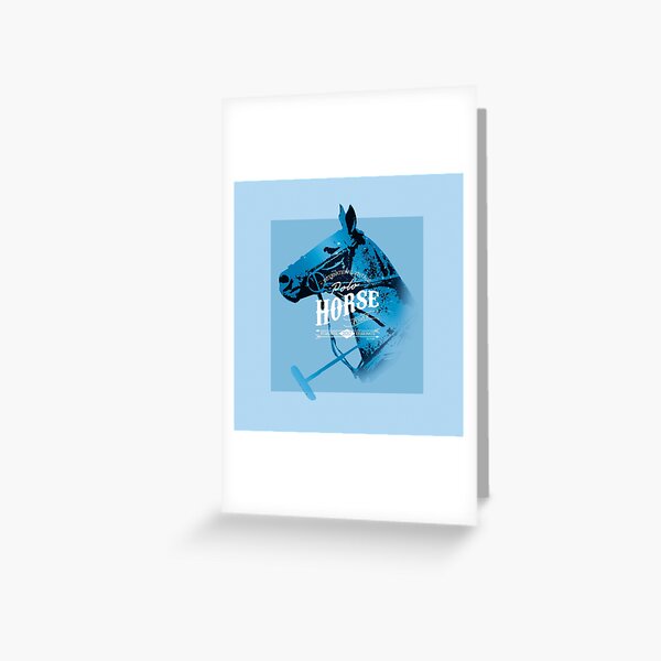 polo horse vintage blue Greeting Card