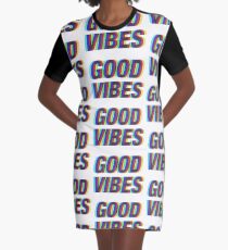 Good Vibes Techicolor Graphic T-Shirt Dress