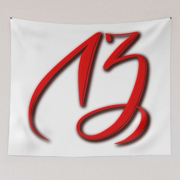 Item preview, Red calligraphy number 13 designed and sold by RinaGArt.