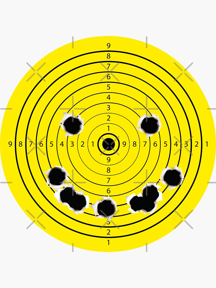 "Target smiley bullet holes" Sticker for Sale by artmatija Redbubble