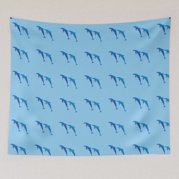 Item preview, SUMMER, FUNNY GRAY AND BLUE DOLPHINS designed and sold by ILA-DODO.
