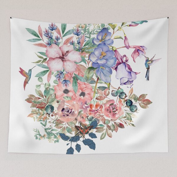 Artikelvorschau, Blumenmuster mit Hummer und Schmetterlingen entworfen und verkauft von tomorrowsart.